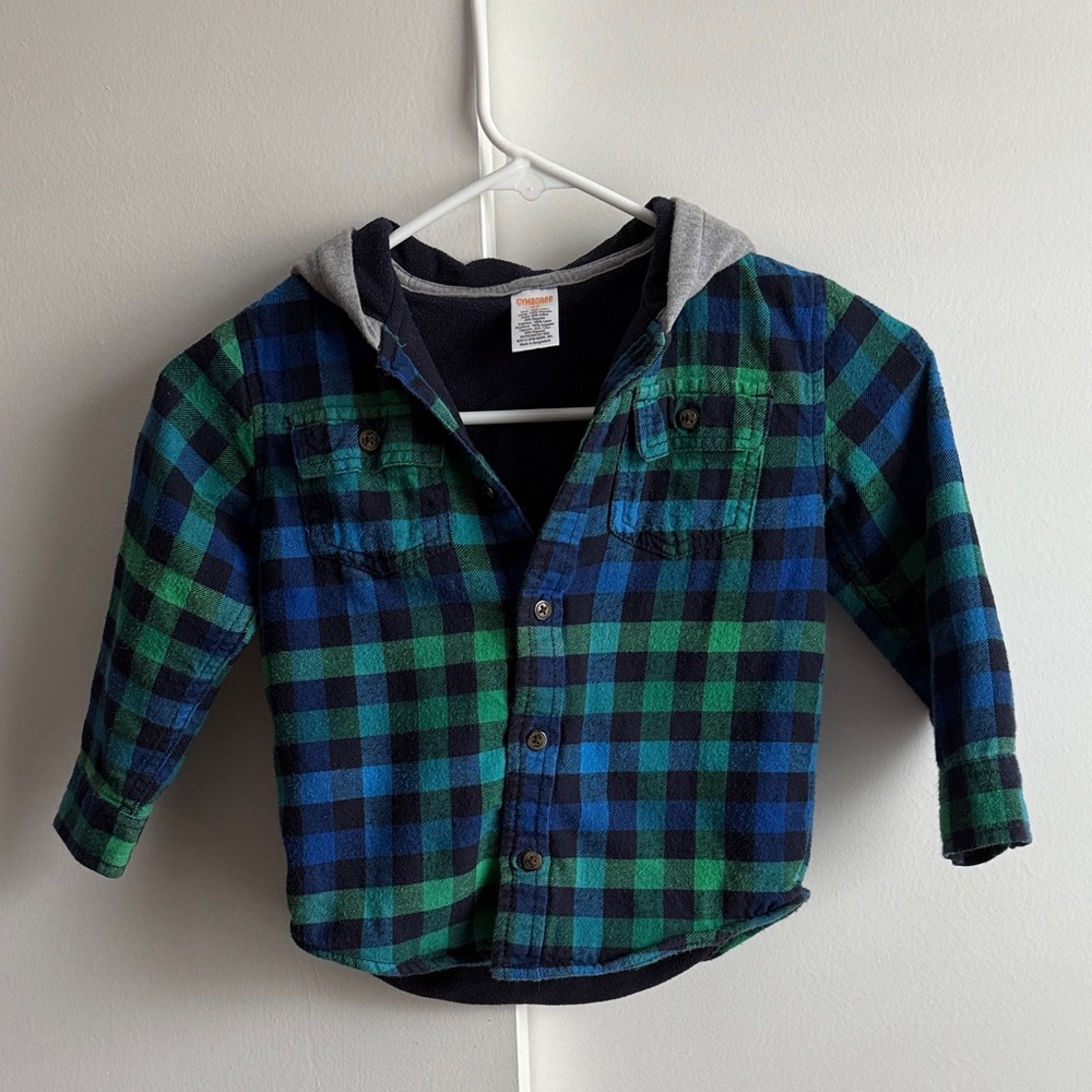 Gymboree Green and Blue Plaid Button Down Shirt